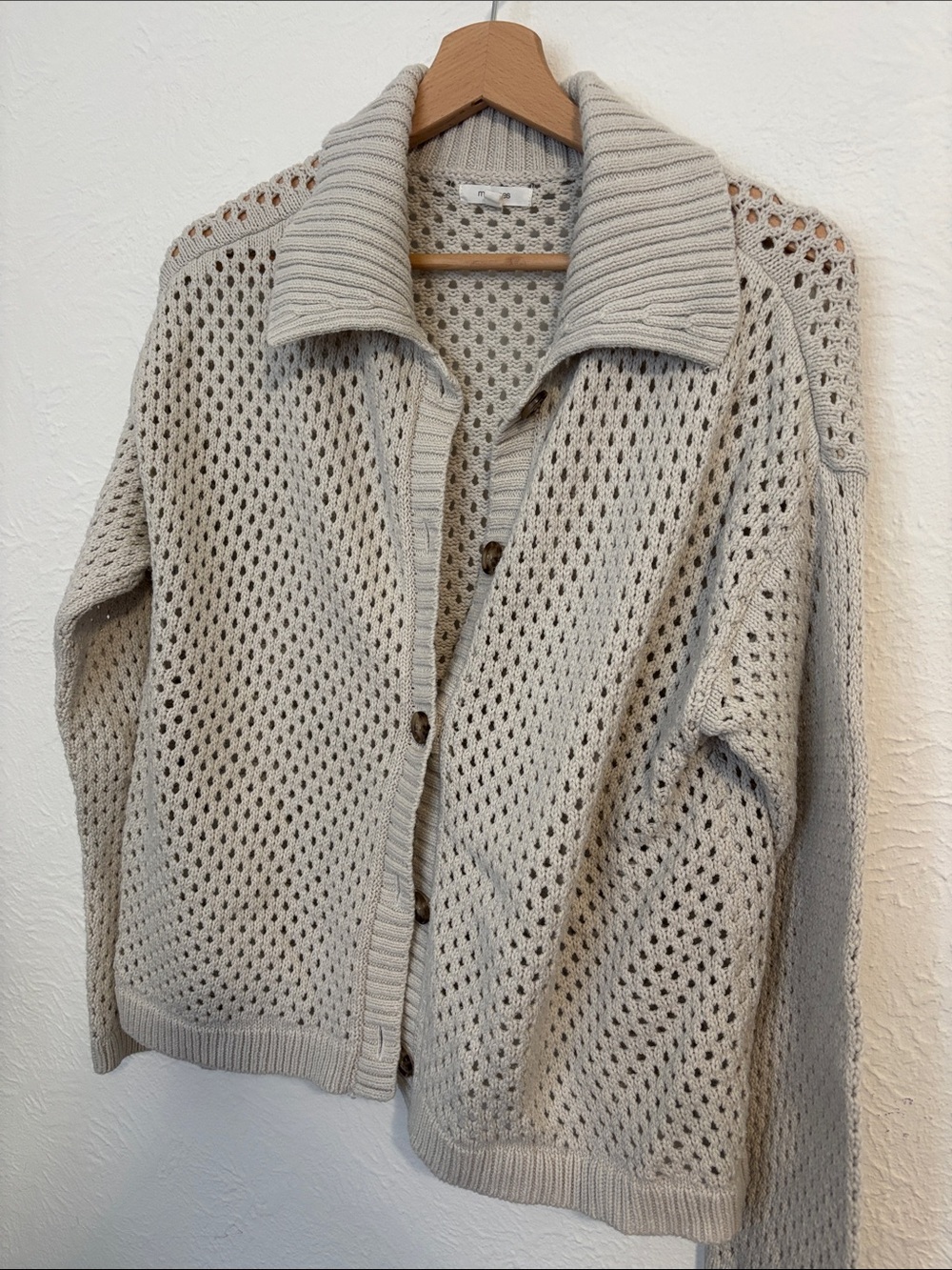 Maurices Open Weave Button-Up Cardigan in Light Taupe